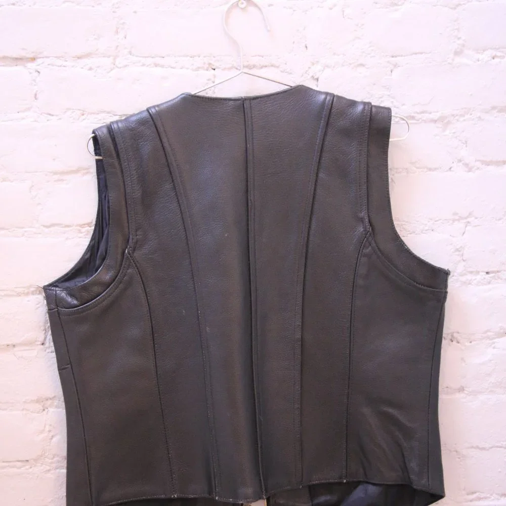 Genuine Leather Biker Vest - Picture 2 of 4